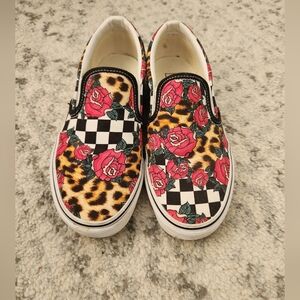 Vans Floral Checkered Slip-On Sneakers